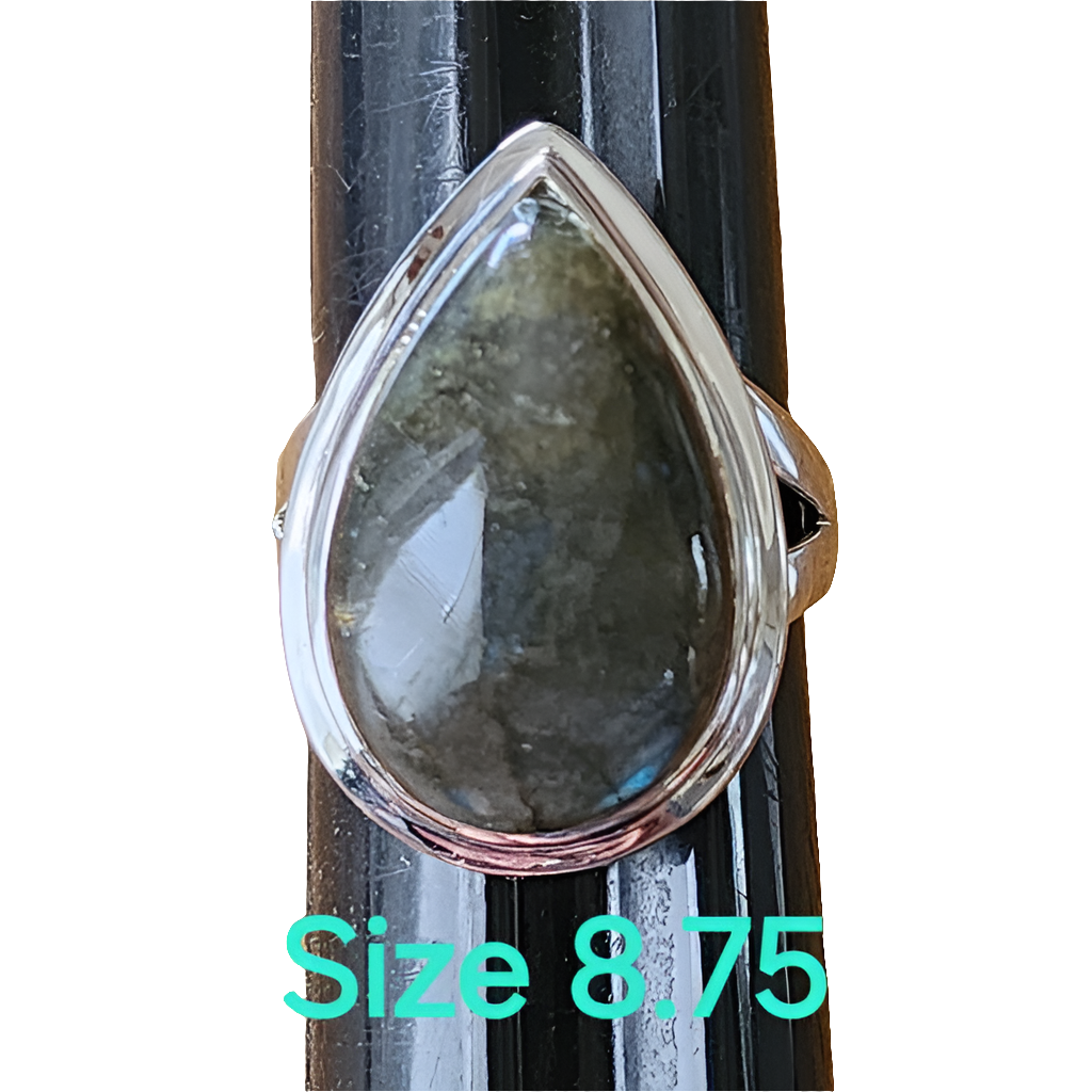 Sterling silver tear drop Labradorite ring size 8.75 fine jewelry