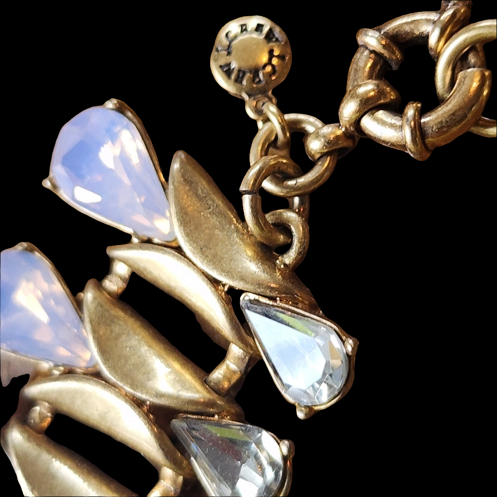 Designer J Crew rhinestone gold tone statement fashion jewelry necklace