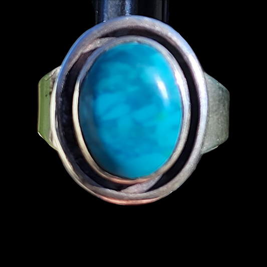 Vintage sterling silver Native American Navajo ring by OTT size 8.5 turquoise
