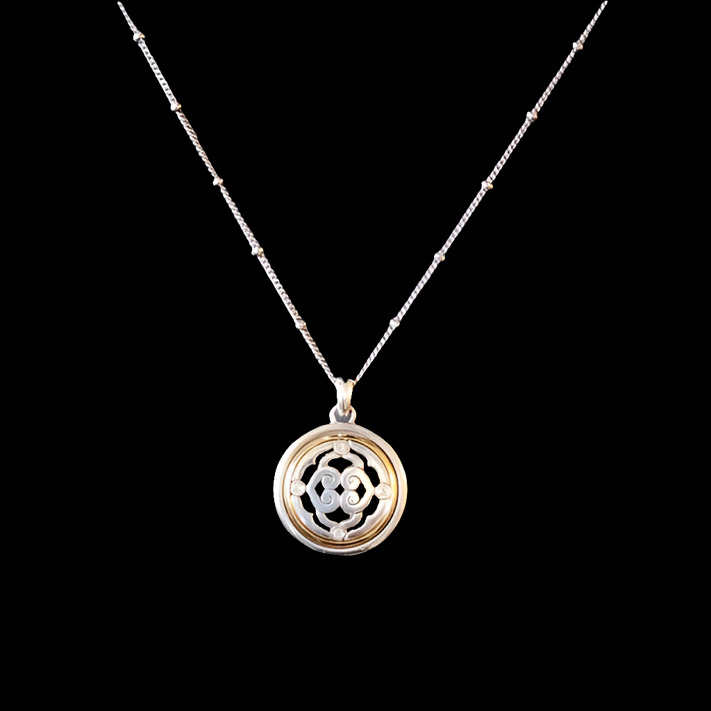 Brighton reversible Inteigue rhinestone necklace & pendant silver gold tone NWT