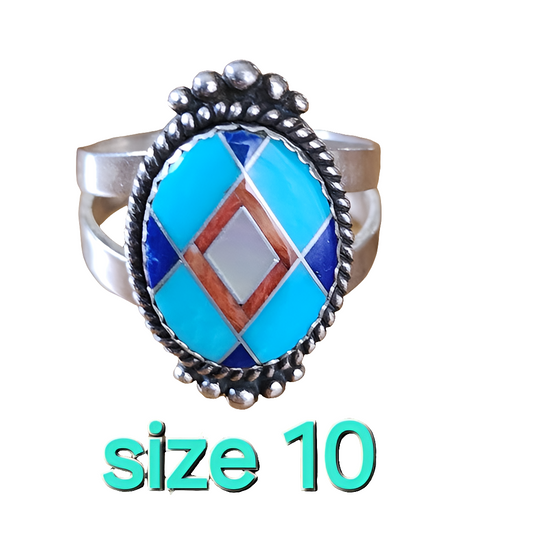 Carolyn Pollack Relios Sterling silver jewelry  ring size 10 inlay turqu…