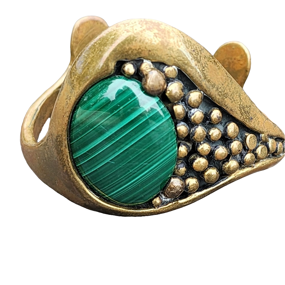 Rare Stephen Dweck modernist abstract malachite bronze cuff bracelet Designer