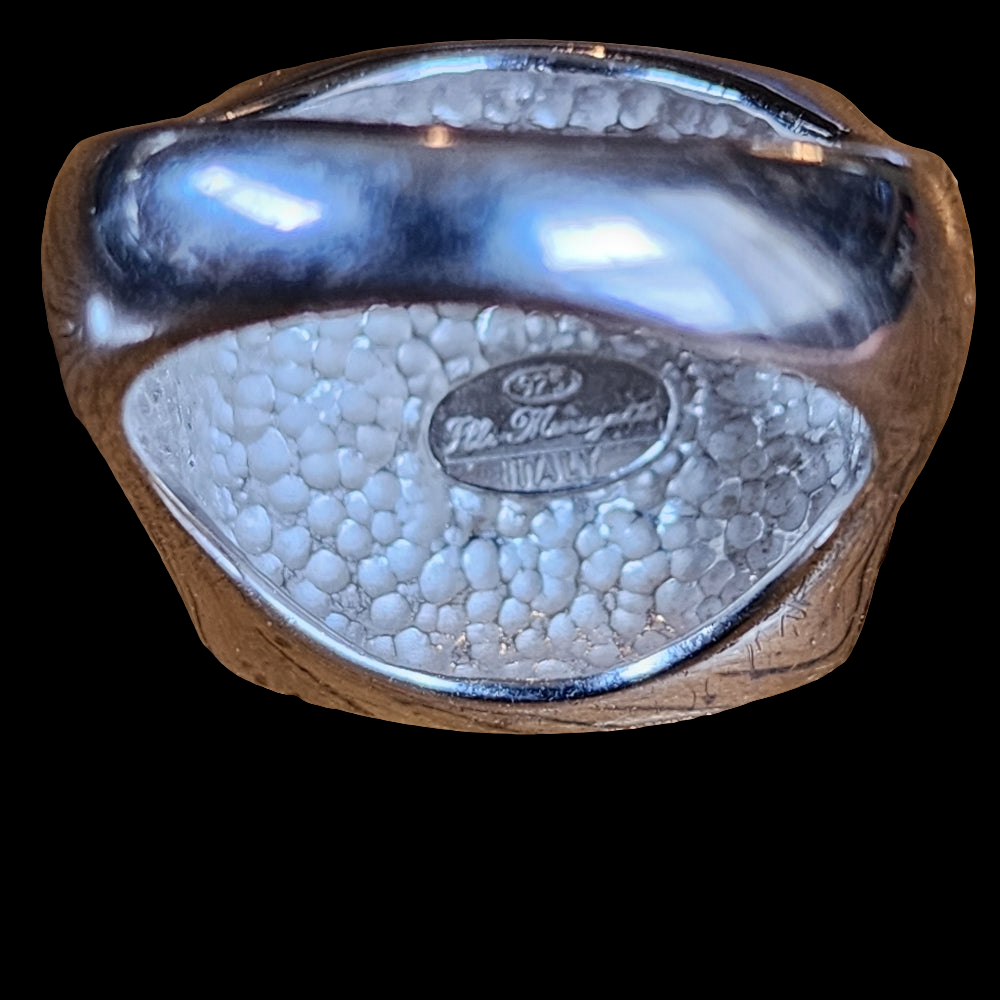 Sterling Silver designer Fili Menegatti Italy Blue enamel ring sz 9.5 Fine Jewel