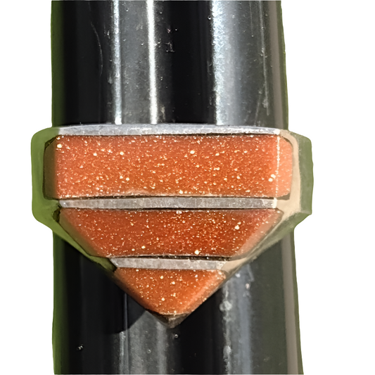 Vintage Mexican sterling silver ring inlay goldstone size 10 unisex jewelry
