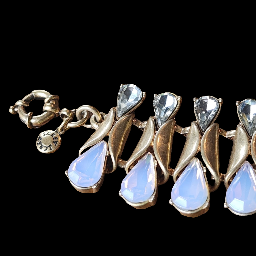 Designer J Crew rhinestone gold tone statement fashion jewelry necklace