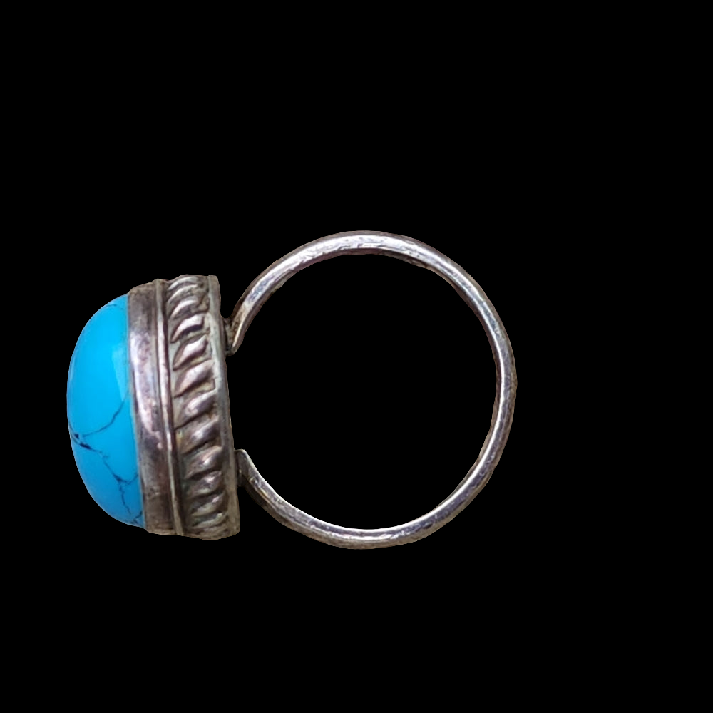 Size 7 sterling silver ring with blue stone Southwest Style