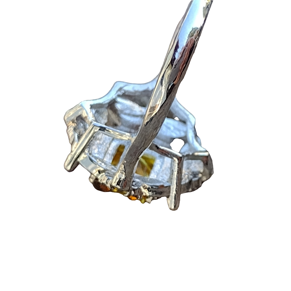 Sterling silver ring 3 carat citrine Stone topaz and white sapphire size…