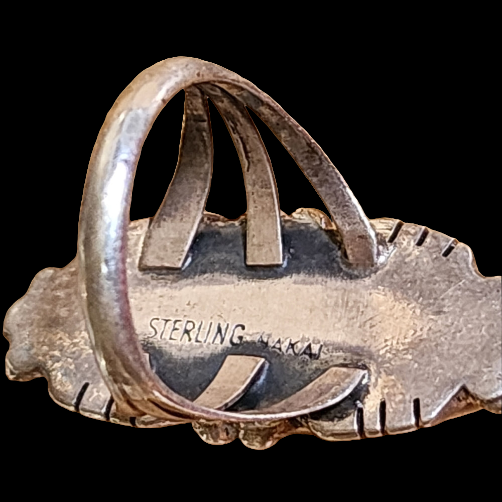 Vintage Navajo Native American sterling silver onyx ring size 6.5 signed…