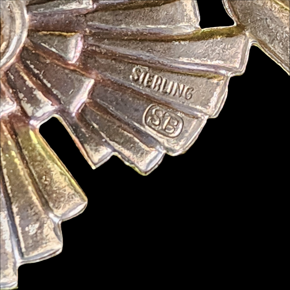 Signed SB sterling silver flower pin brooch vintage