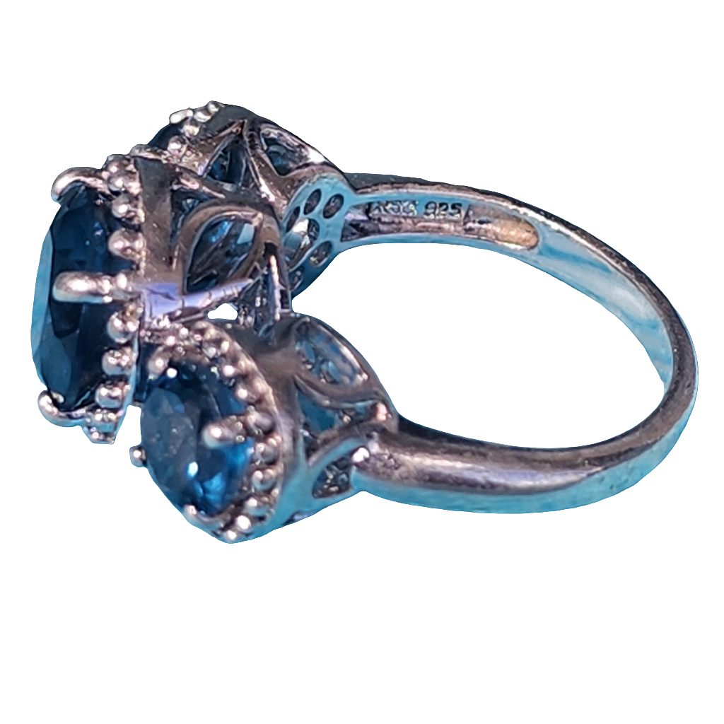 Sterling Silver Designer RSI London blue topaz size 6.75