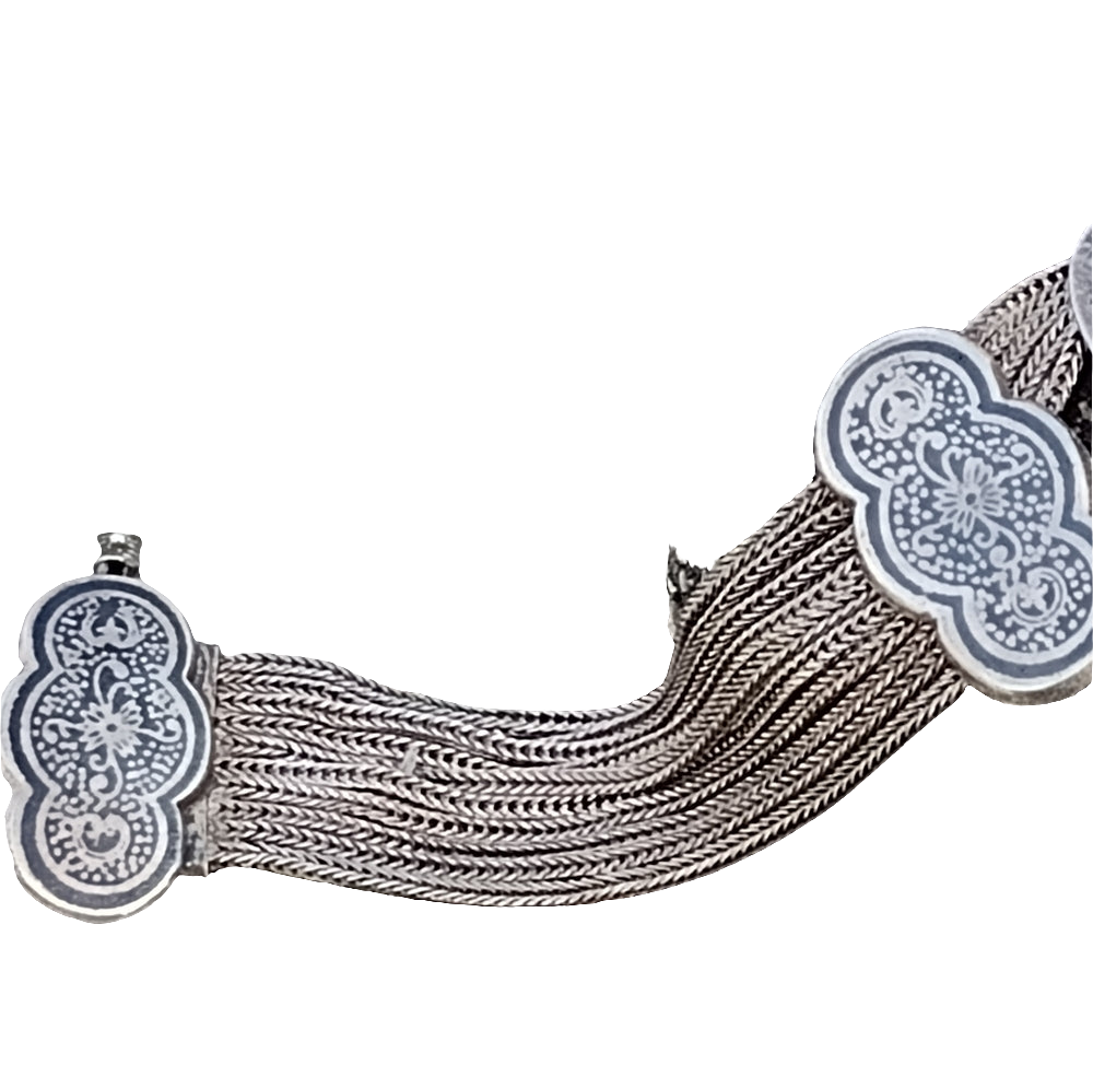Antique sterling silver and turquoise bracelet 8"