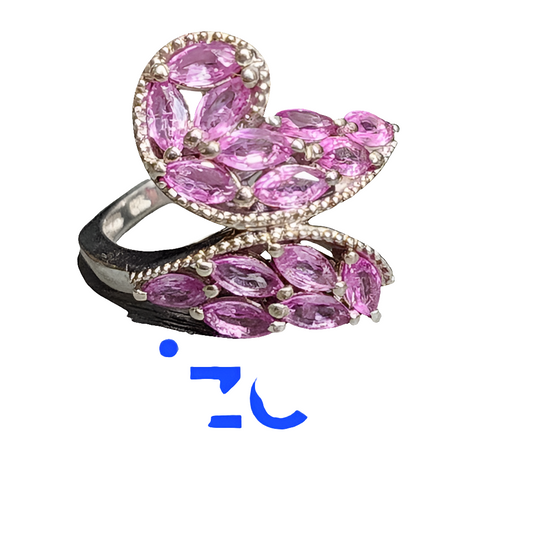 Quality  sterling silver ring by STS pink stones size 8 jewelry