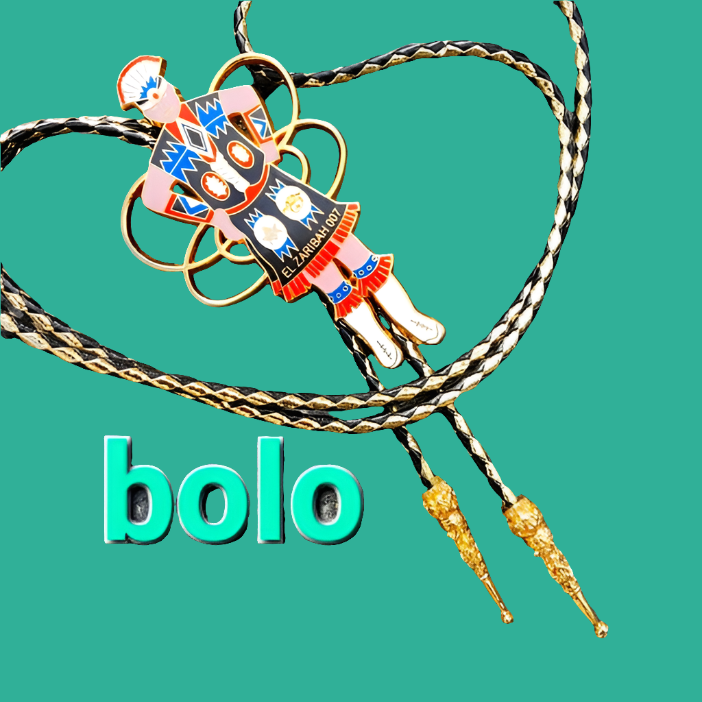 Figural Native American enamel Shriners Bolo El Zaribah Phoenix AZ gold accents