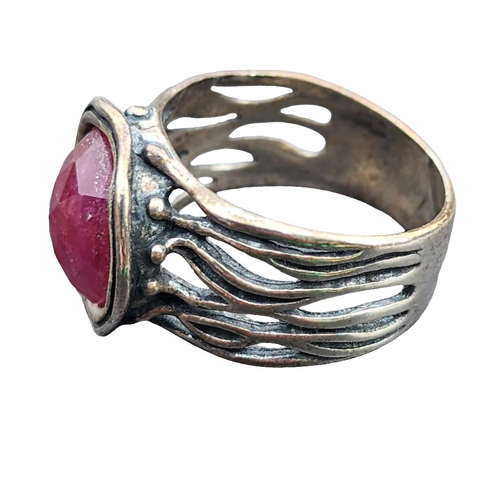 PZ israel Sterling silver red Garnet layered  ring size 9.5. fine jewe…