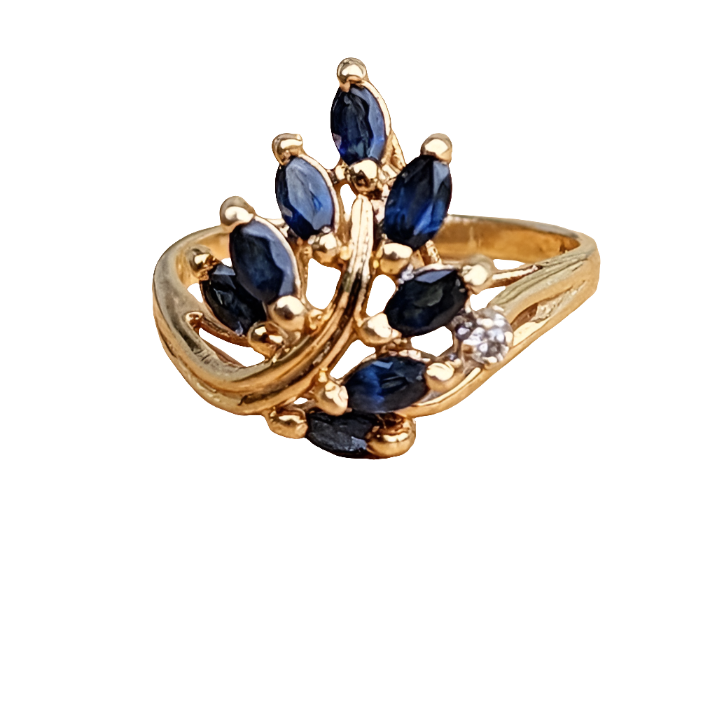 14k yellow gold Diamond sapphire ring size 6 great investment