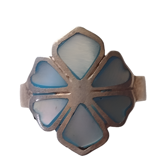 Mother of pearl Sterling silver blue mother of pearl vintage ring size 6.5
