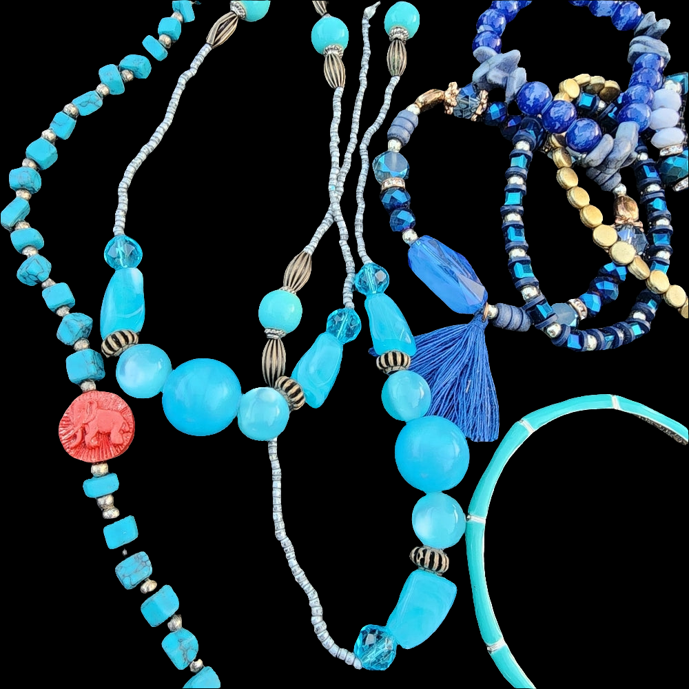 Bundle lot Turquoise Blue colors mixed media bracelets Necklaces Angel earrings