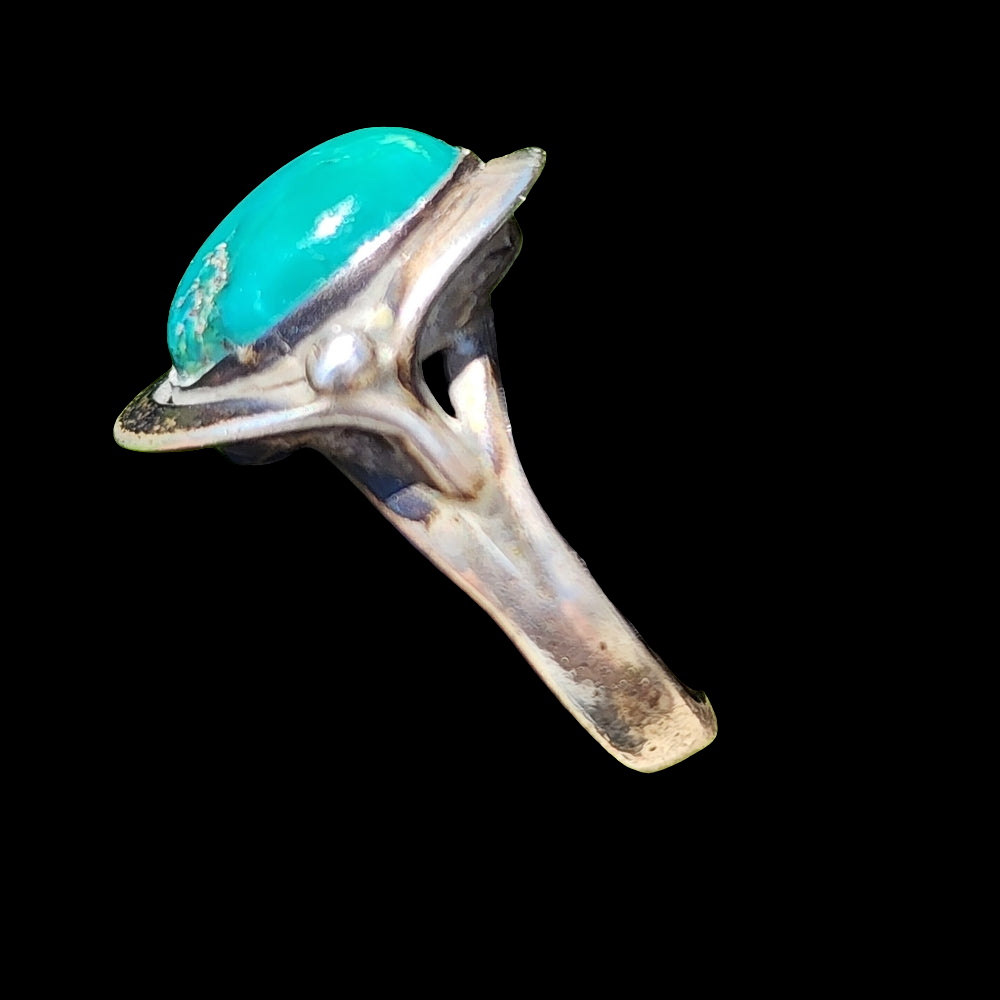 Sterling silver Native American Bisbee Bob Bradberry Anglo turquoise sz 4.5 rimg
