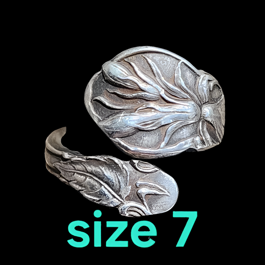 Vintage sterling silver spoon bypass ring size 7