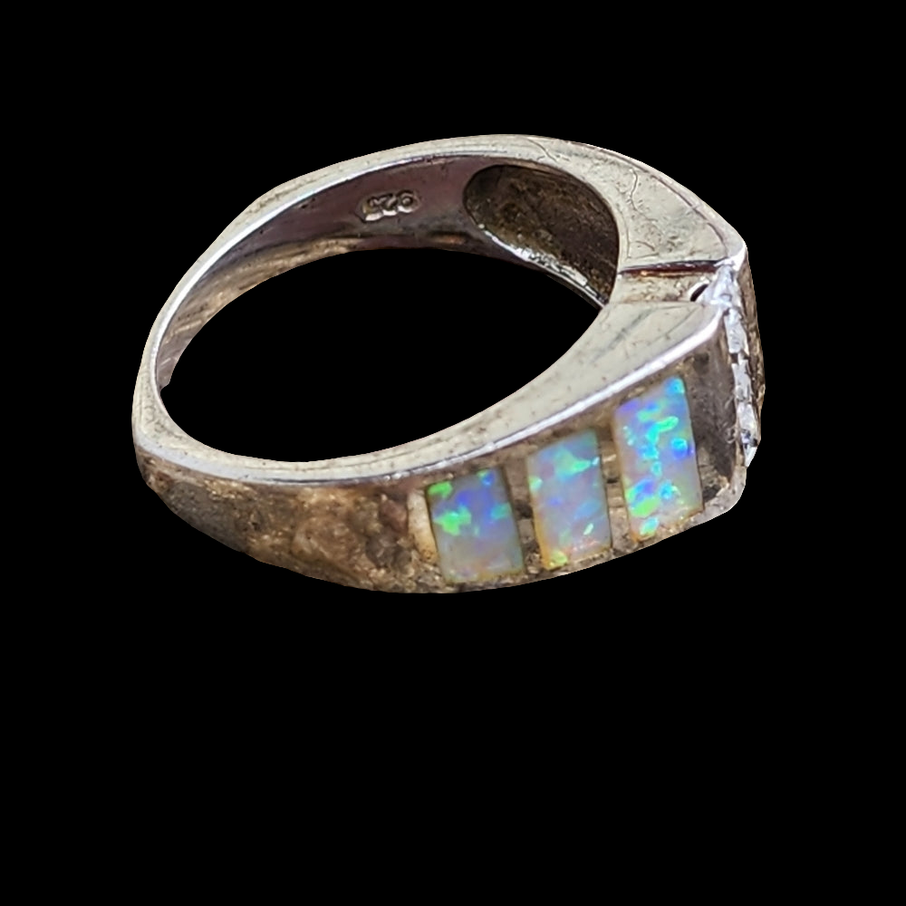 Sterling silver opal ring size 8 fine jewelry wedding band engagement