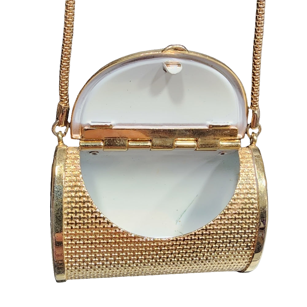 Purse pendant change locket necklace long chain gold tone fashion jewelry golden