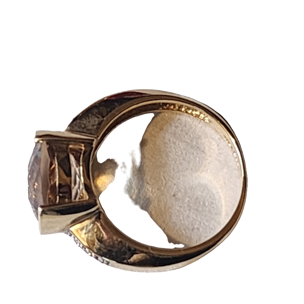 Quality JCR 10k  karat yellow gold smoky quartz ring size 6.75