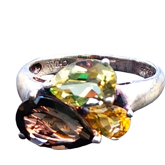 Sterling silver ring with natural smokey Quartz size 9.75 Fine Jewelry gemstones