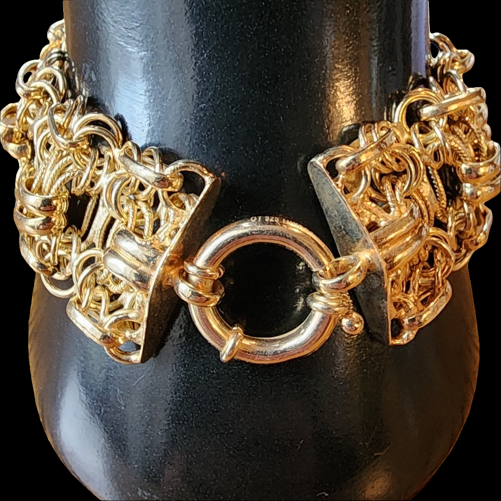 Sterling silver OT Turkey gold vermeil link bracelet fine jewelry wedding gift