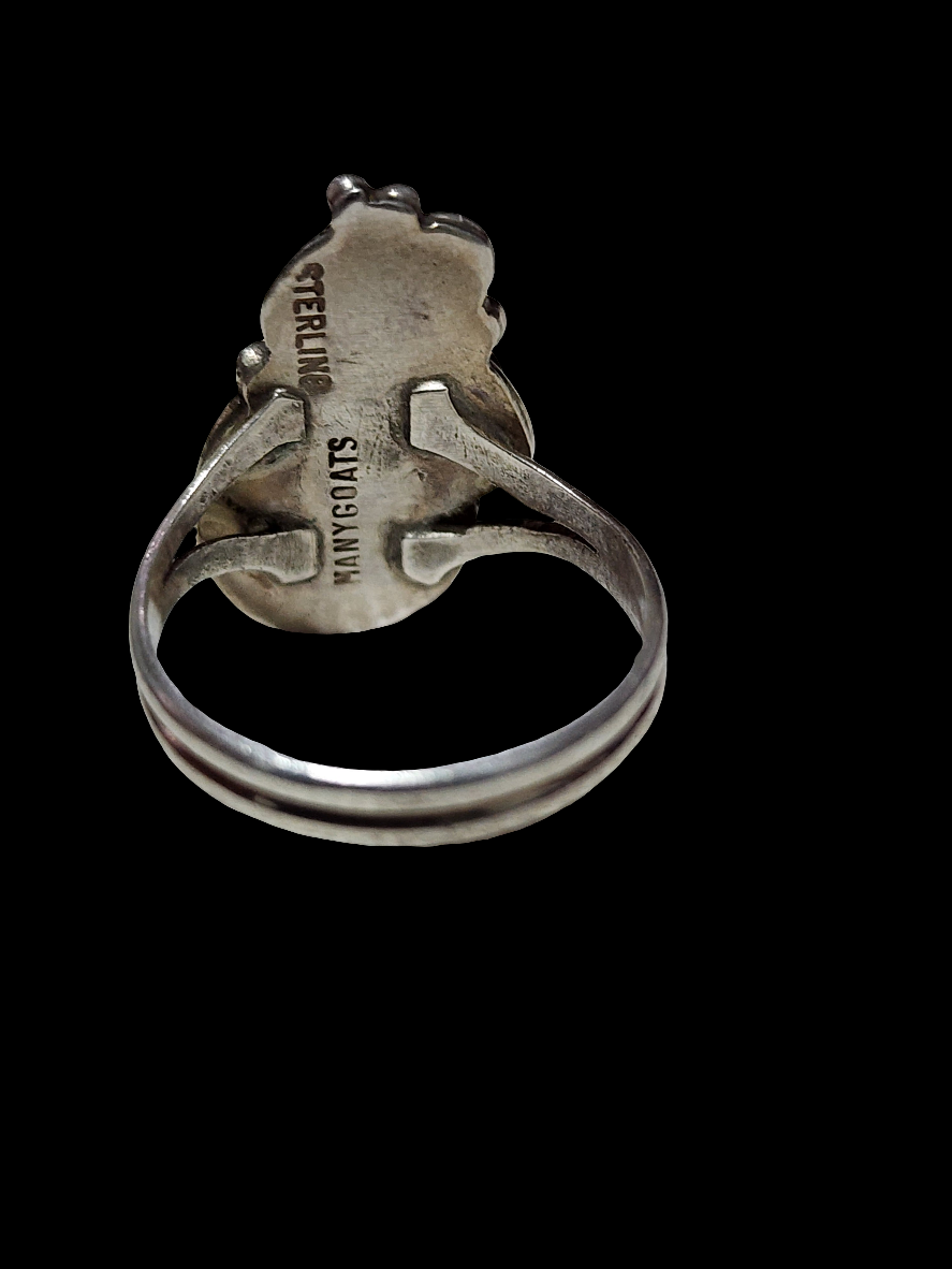 Vintage Sterling Silver Native American blue opal ring  size 5.5 by Manygoats