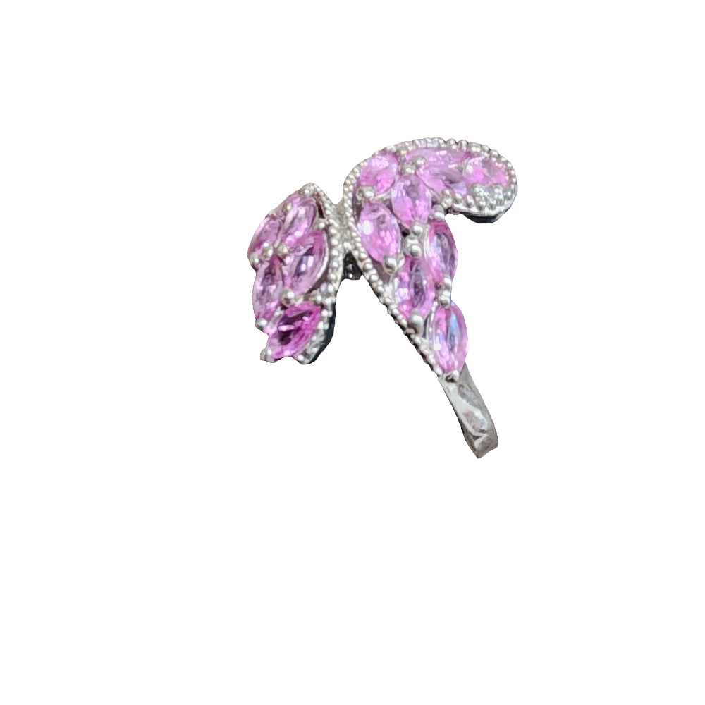 Quality  sterling silver ring by STS pink stones size 8 jewelry