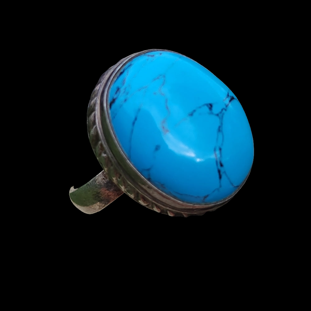 Size 7 sterling silver ring with blue stone Southwest Style
