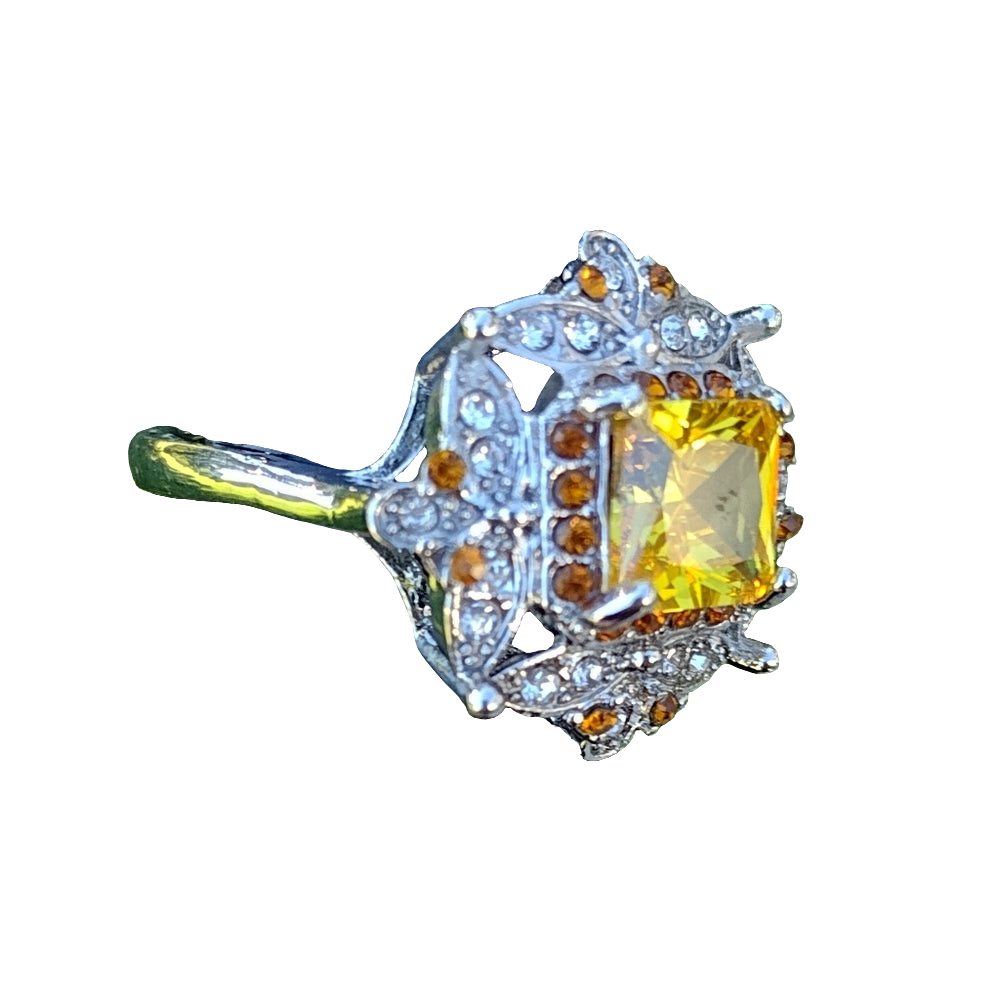 Sterling silver ring 3 carat citrine Stone topaz and white sapphire size…