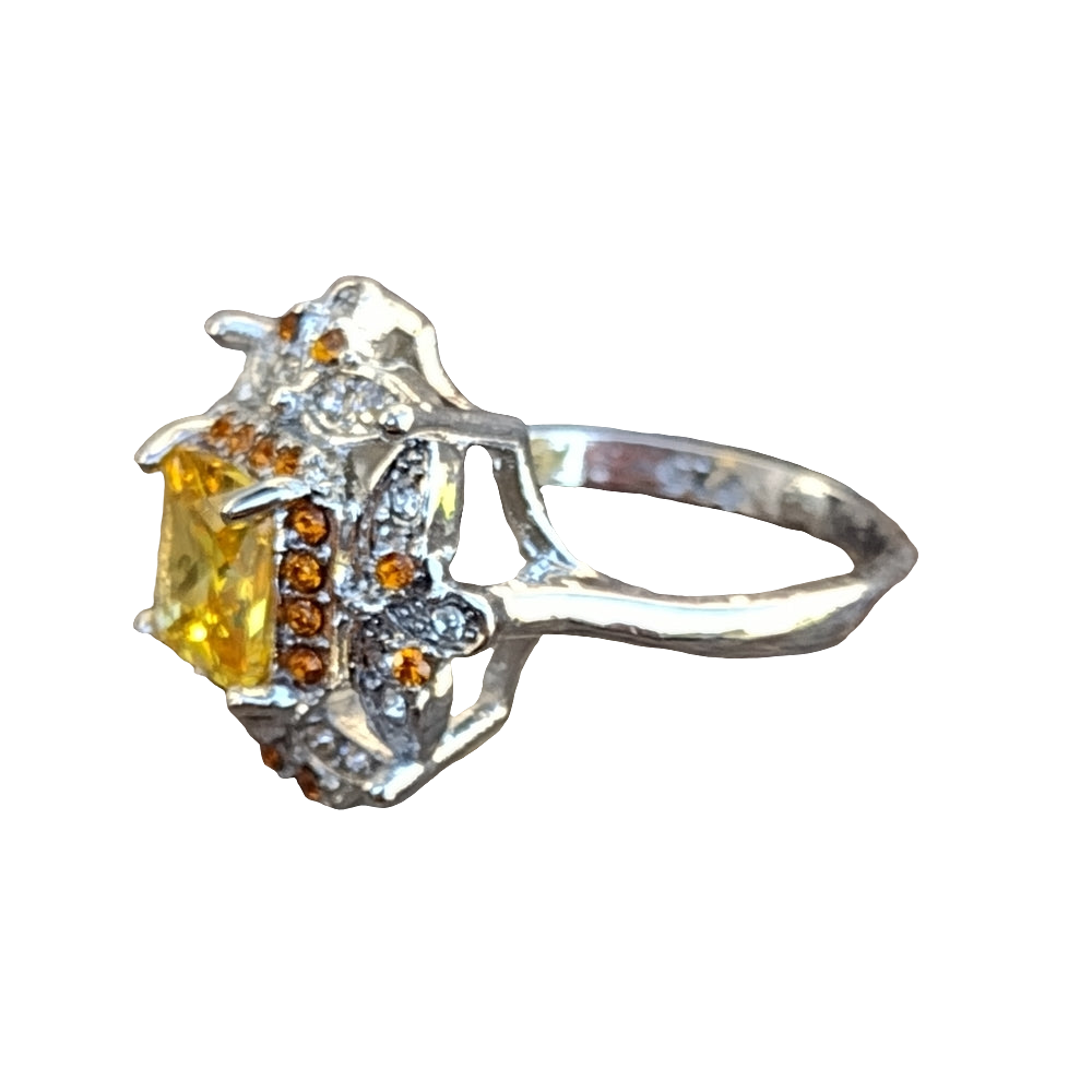 Sterling silver ring 3 carat citrine Stone topaz and white sapphire size…