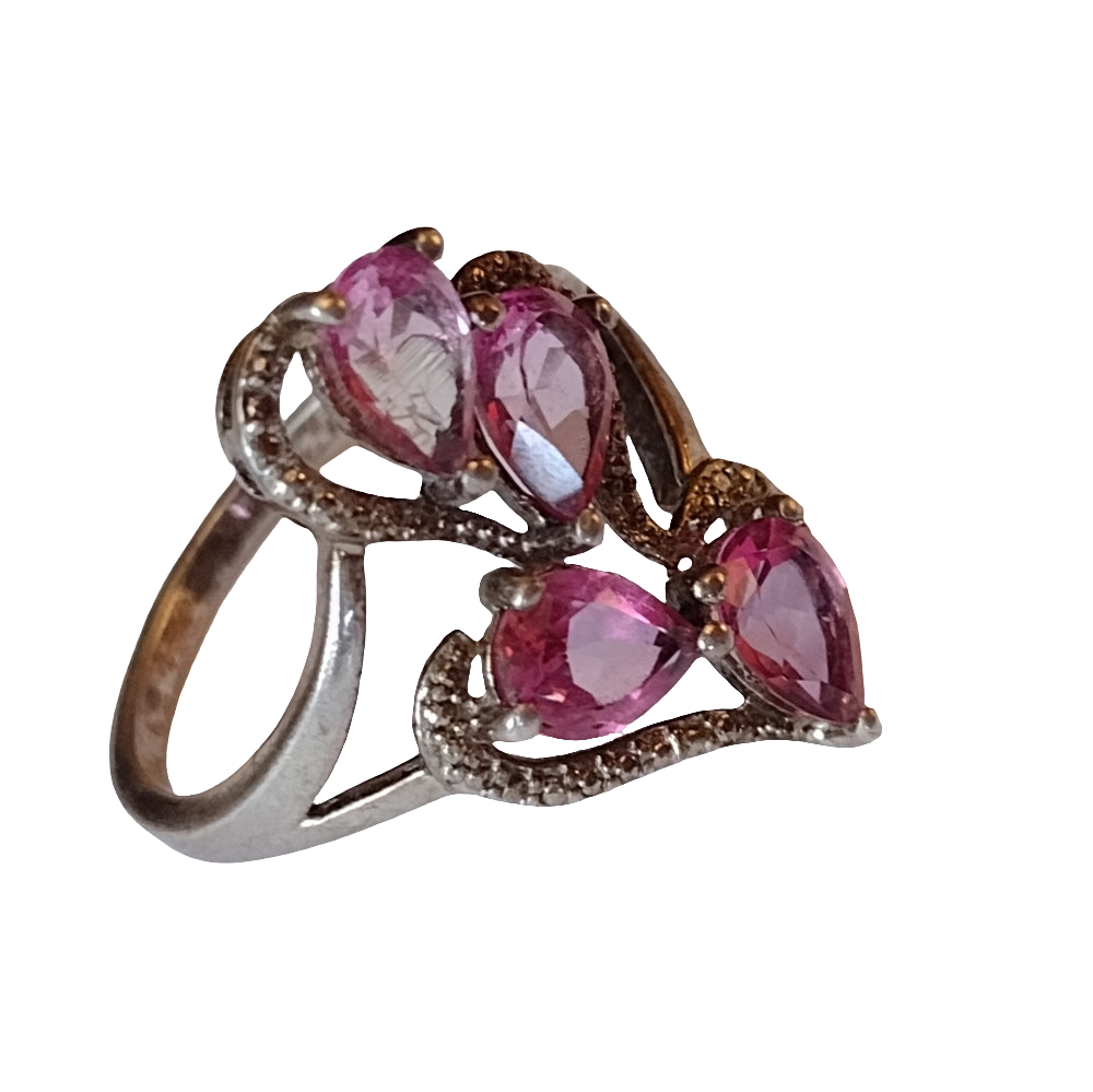 Sterling silver with pink rhodolite ring size 8.5 by the genuine gemston…