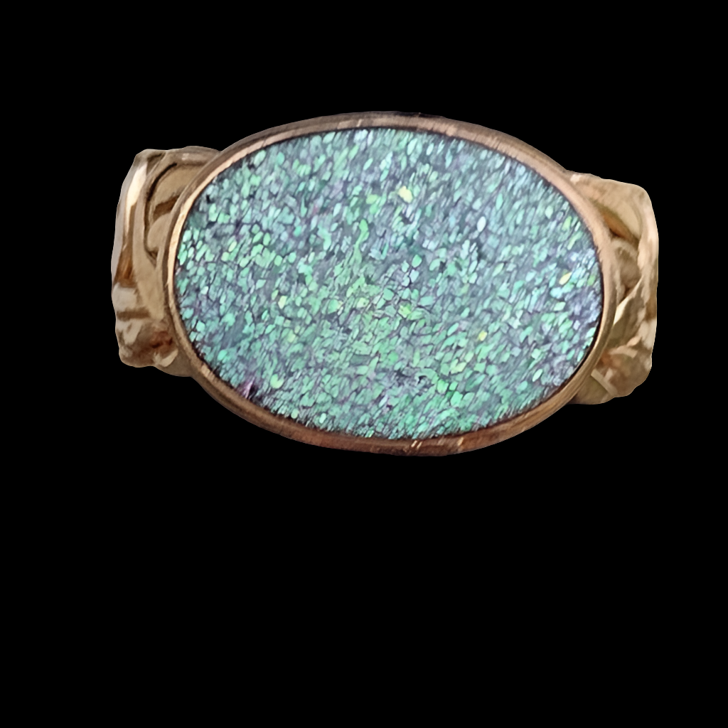 Sterling silver gold vermeil druzy quartz ring size 5.25 made in Turkey jewelry