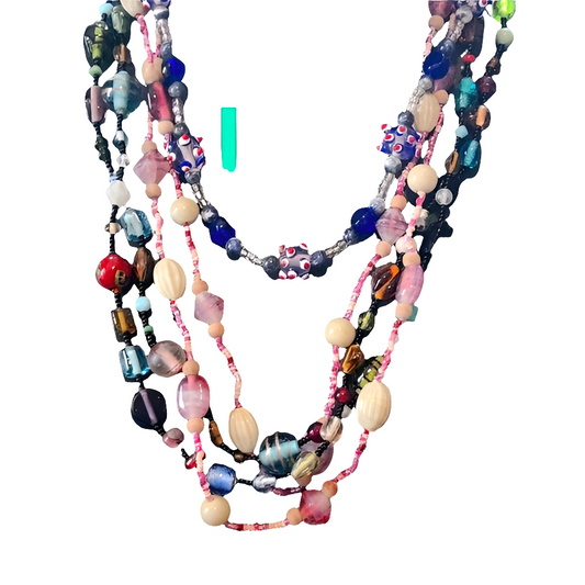 Vintage lot of three glass beaded necklaces art glass costume jewelry