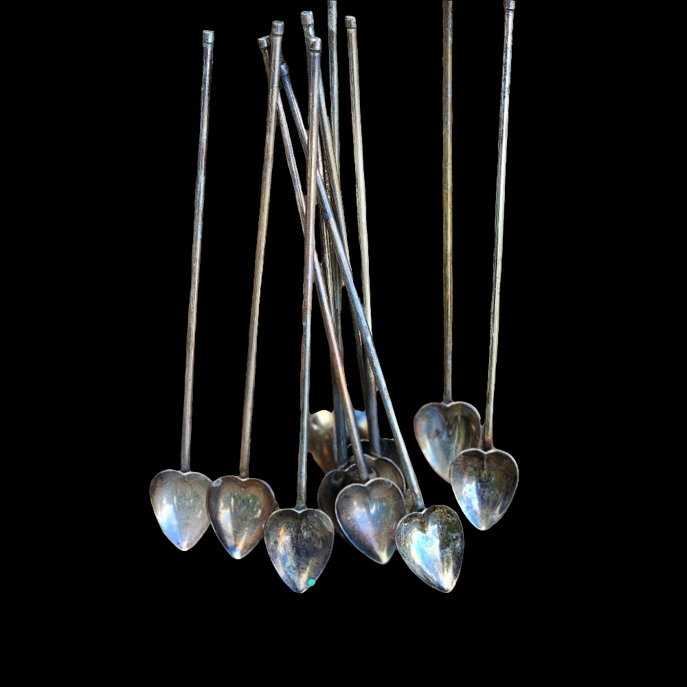 Lot of 11 vintage heart shaped drinking straws iced tea lemonade set