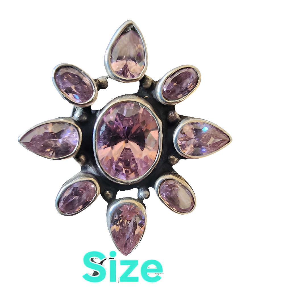 Sterling Silver Ring With Pink Gemstones size 7.25 Fine Fashion jewelry