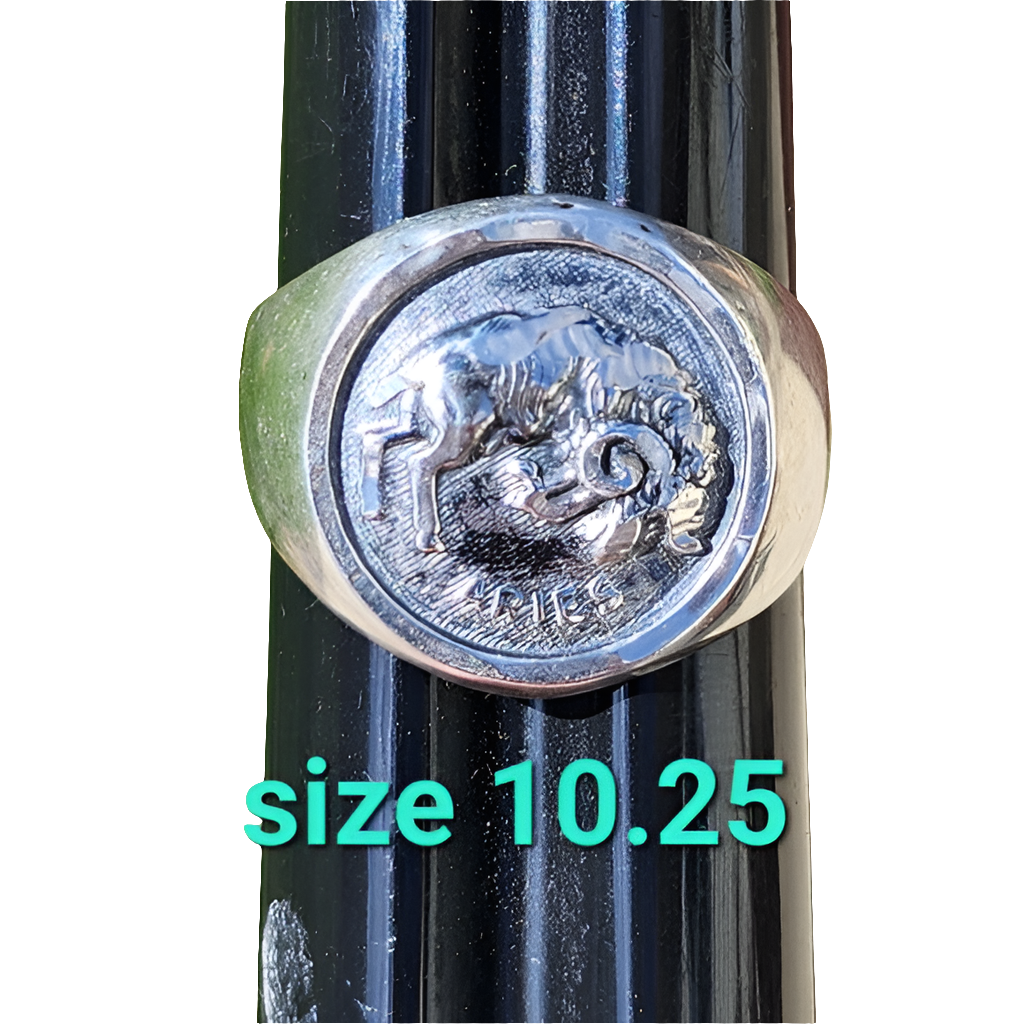 Sterling silver astrological horoscope Aries ring size 10.25 unisex