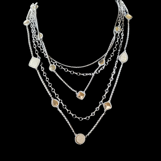 White House Black Market WHBM 5 layer statement layered necklace costume jewelry