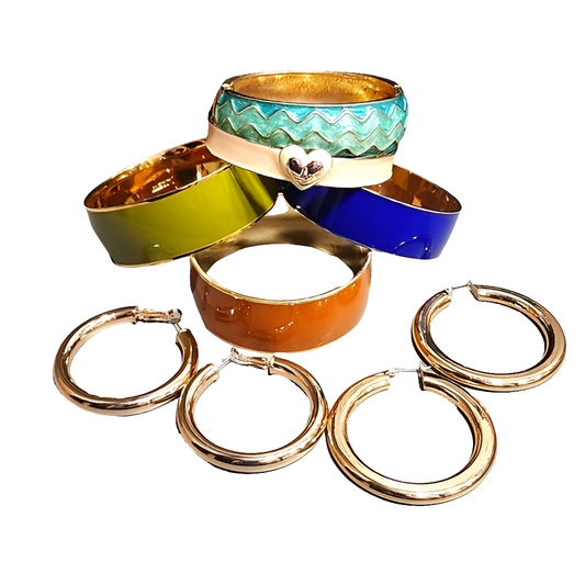Costume fashion jewelry lot bracelets J crew enamel gold tone Hoop earrings