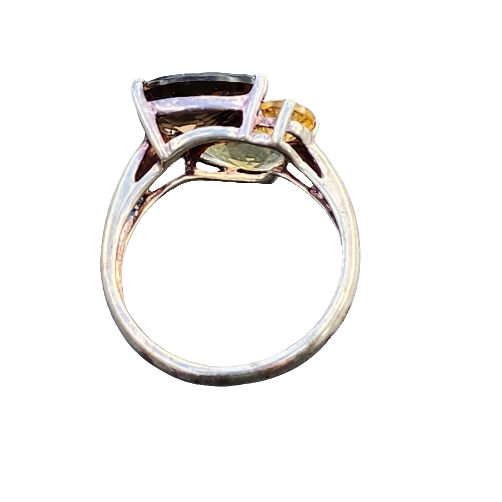 Sterling silver ring with natural smokey Quartz size 9.75 Fine Jewelry gemstones