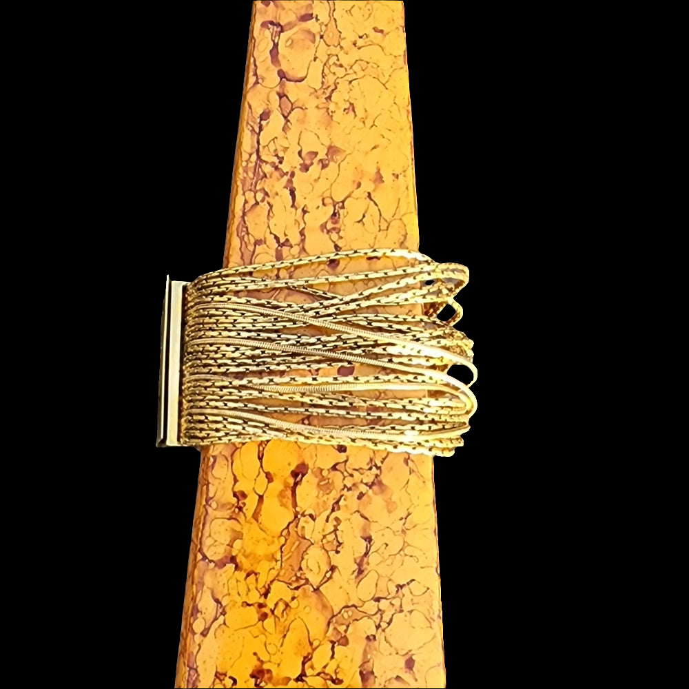 Designer multi-strand gold tone bangle bracelet dvf Diane von Furstenberg