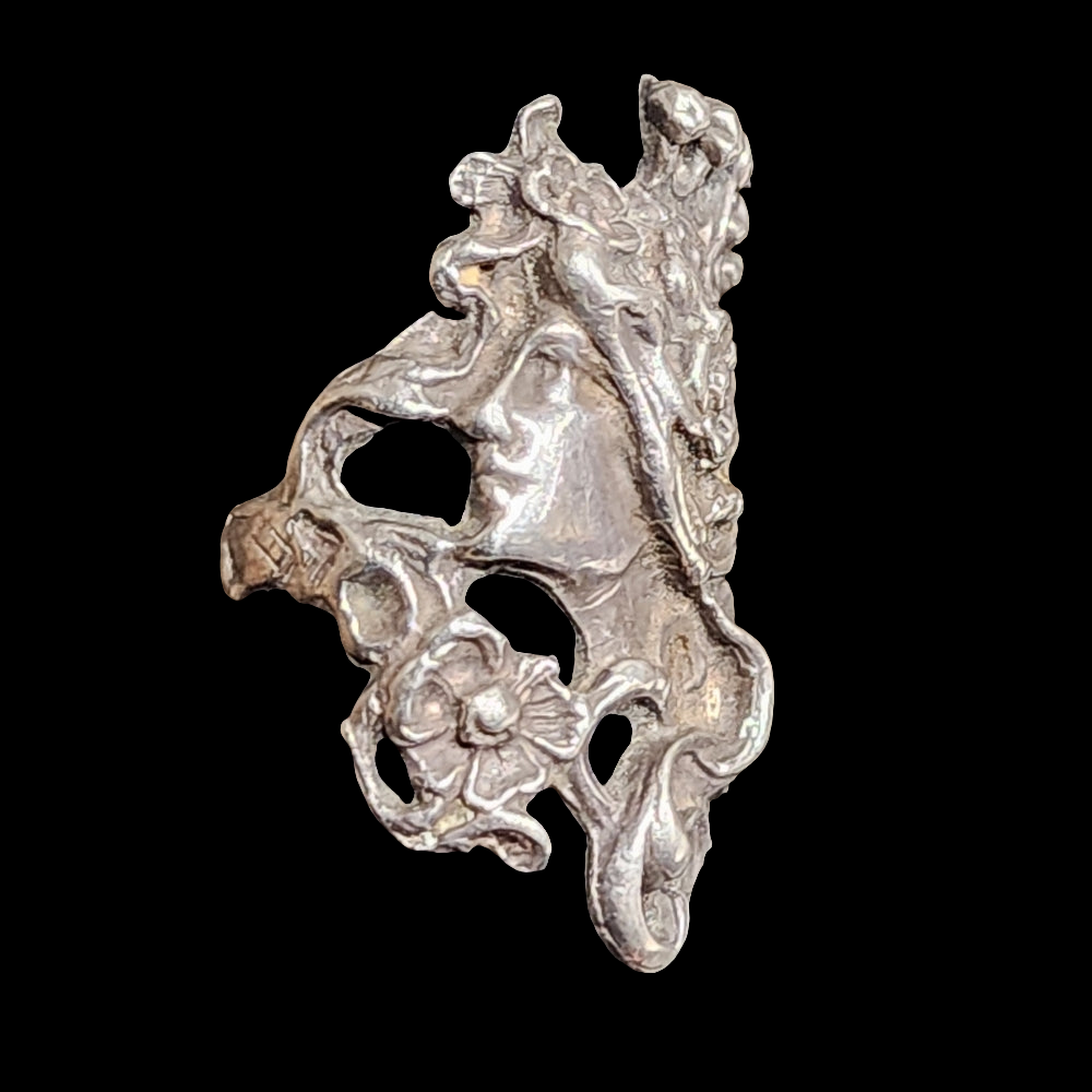 Sterling silver art nouveau vintage lady face woman head size 5.5 ring jewelry