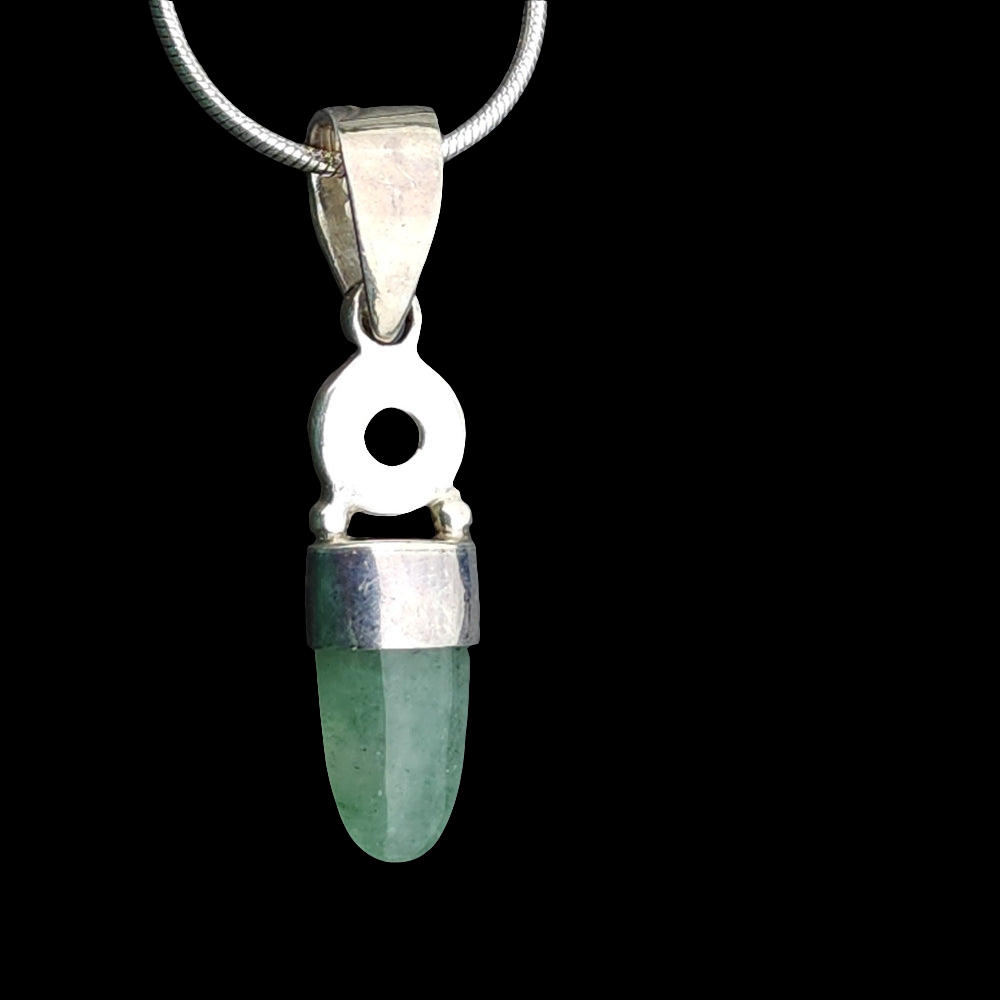 Sterling silver Sajen green jade cabachon amethyst pendant 925 Italy necklace