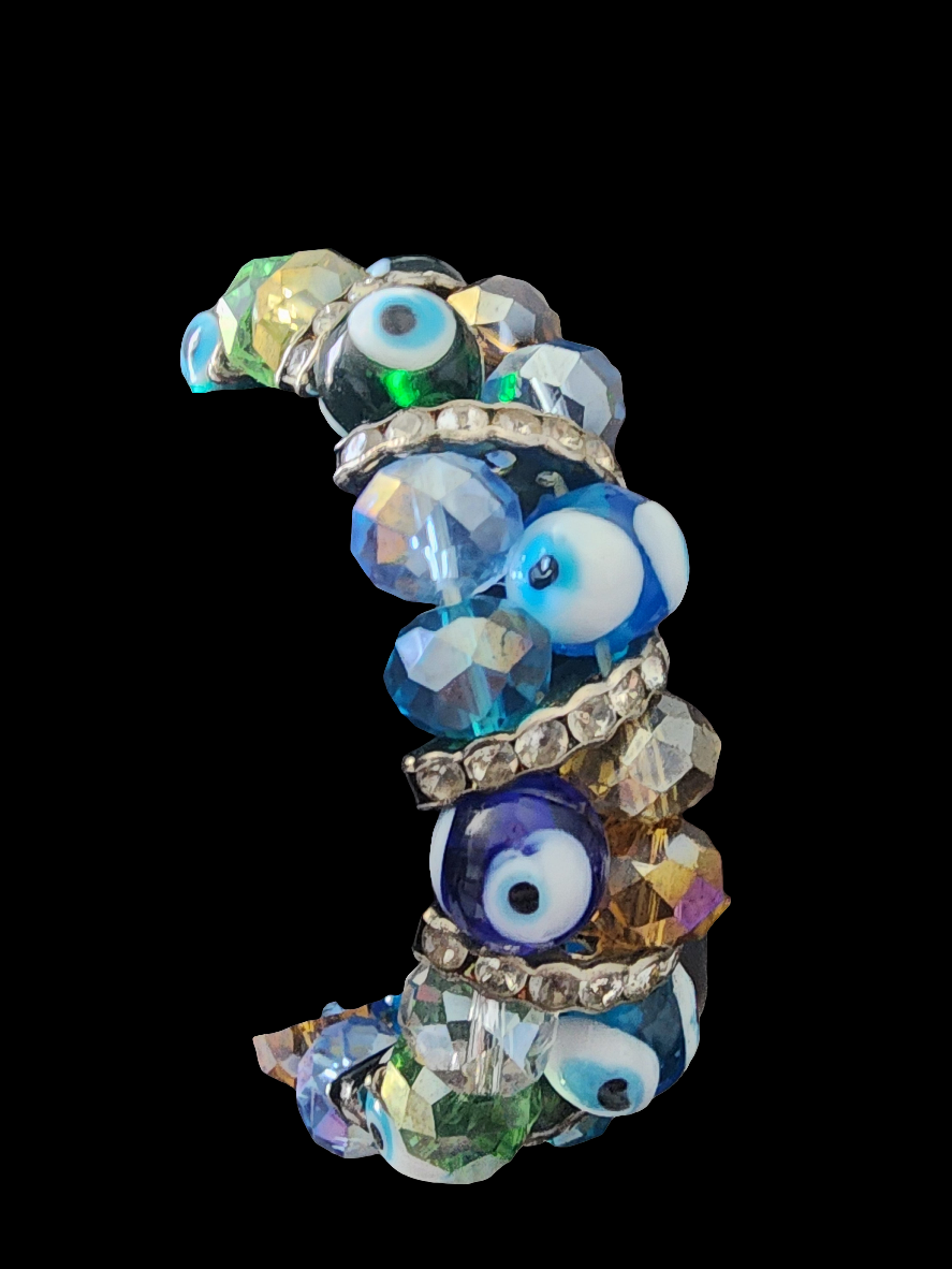 Evil eye art glass stretch bracelet