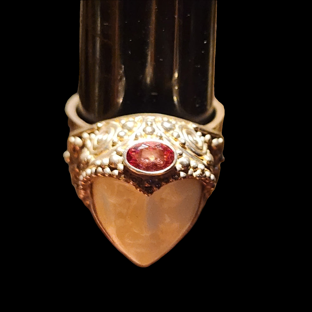 Sterling Silver Sajen carved Bone Goddess Face Ring size 9.5 Fine Jewelry stone