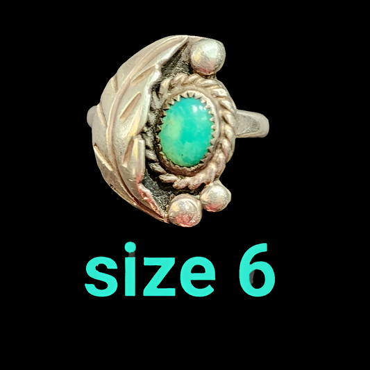 Vintage sterling silver Native American Turquoise Ring size 6 fine jewelry