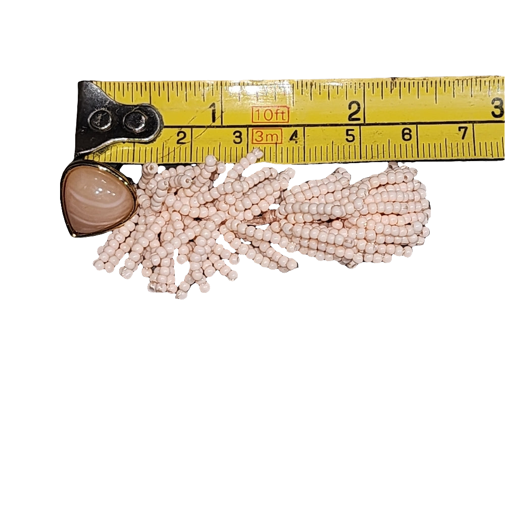 Stella and Dot peach 2 in 1 dangle beaded earrings costume fashion jewelry