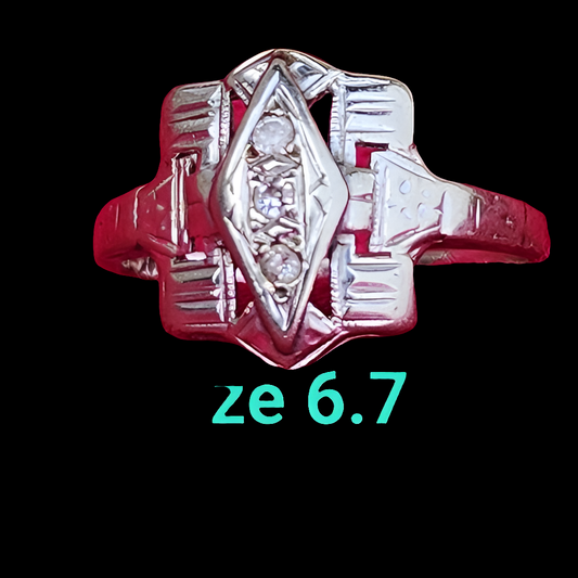Antique 14k karat white gold diamond wedding ring engagement promise siz…